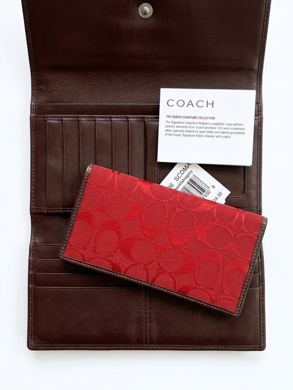 Coach Signature Slim Envelope Wallet - Cardinal Red/Mahogany - NWT - Picture 2 of 5